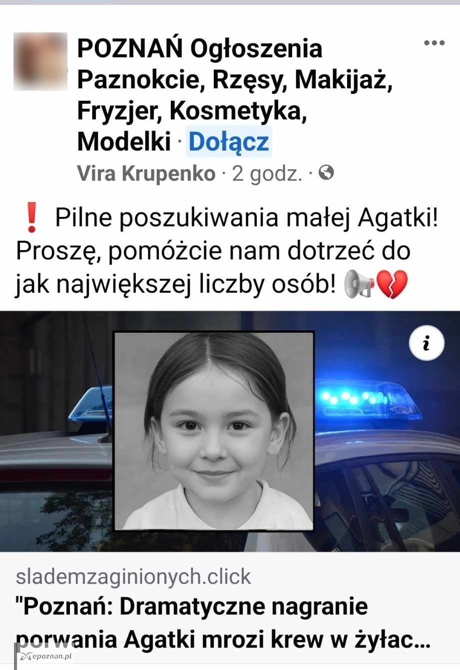 fot. Screen treści z grupy "Poznań Ogłoszenia..."/Facebook