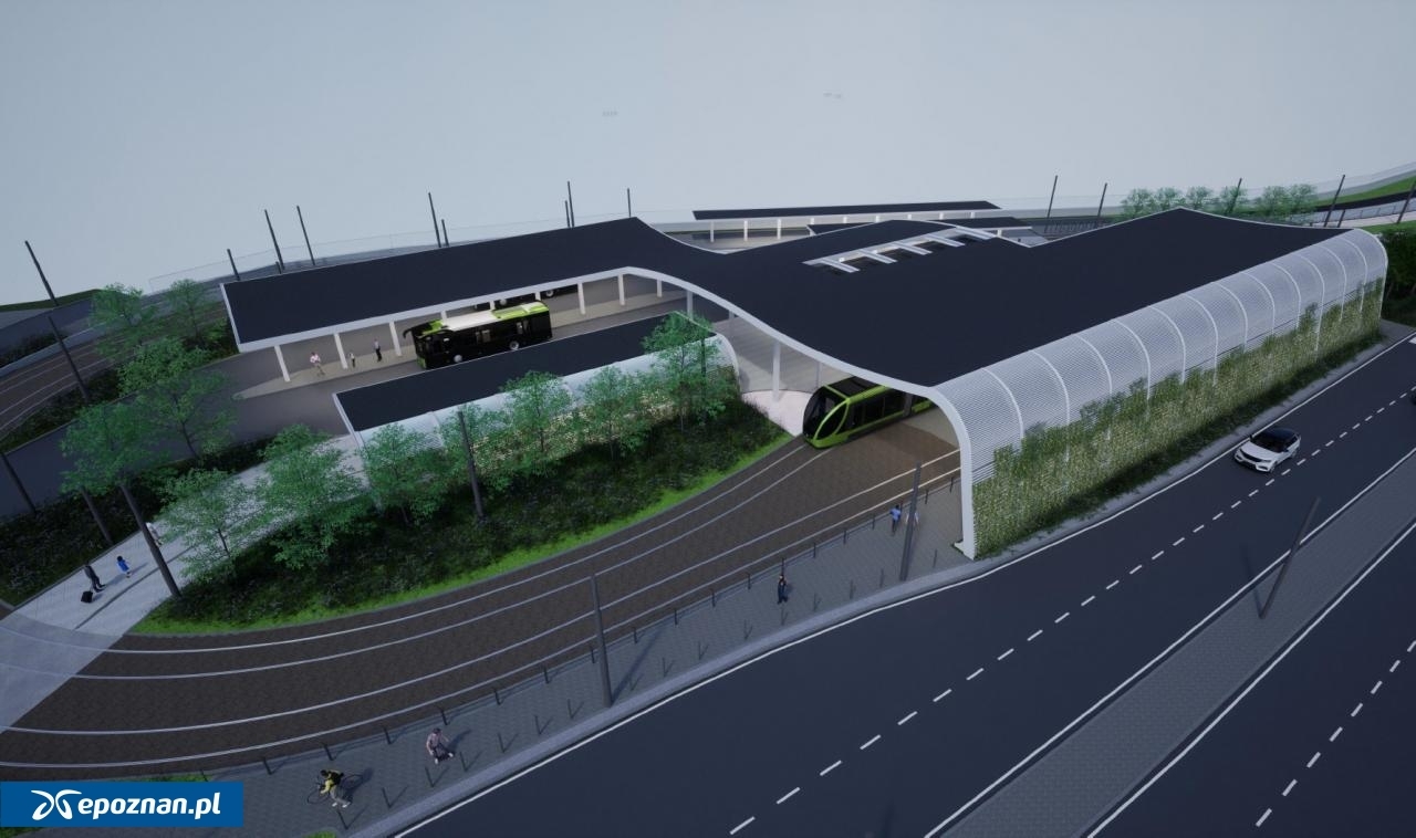 Poglądowa wizualizacja dworca tramwajowo-autobusowego na Junikowo | fot. Projekt Bułat Architekci / UM Poznań