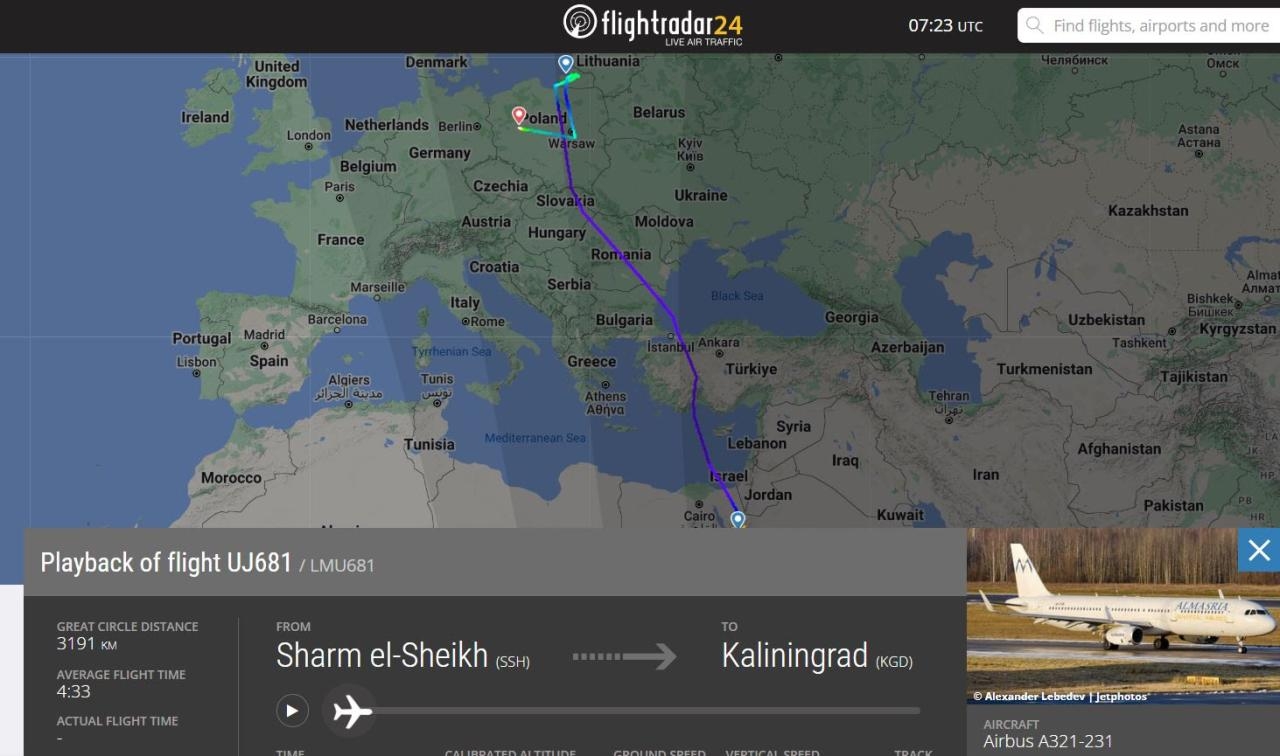 fot. flightradar24.com / screen / Czytelnik