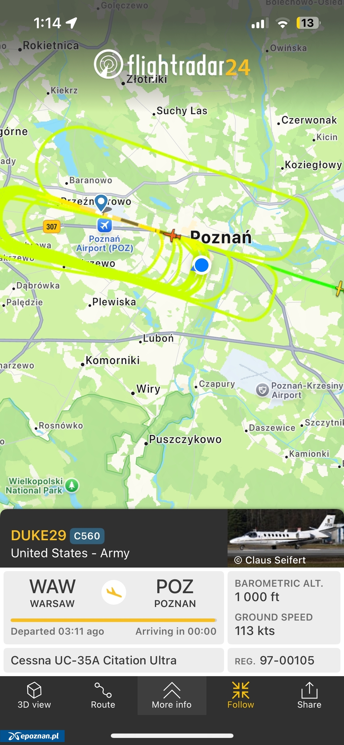 fot. flightradar24.com / screen / Czytelnik