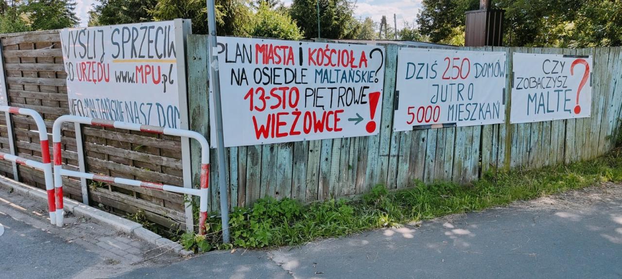 Mieszkańcy osiedla Maltańskiego nie składają broni. "Dziś 654 osoby, jutro 12 500 mieszkańców"