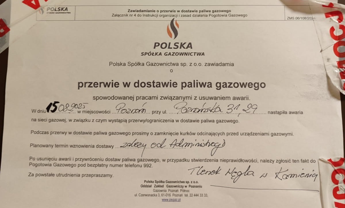 Od tygodnia połowa budynku nie ma gazu. "Nie możemy się wykąpać ani ugotować obiadu"