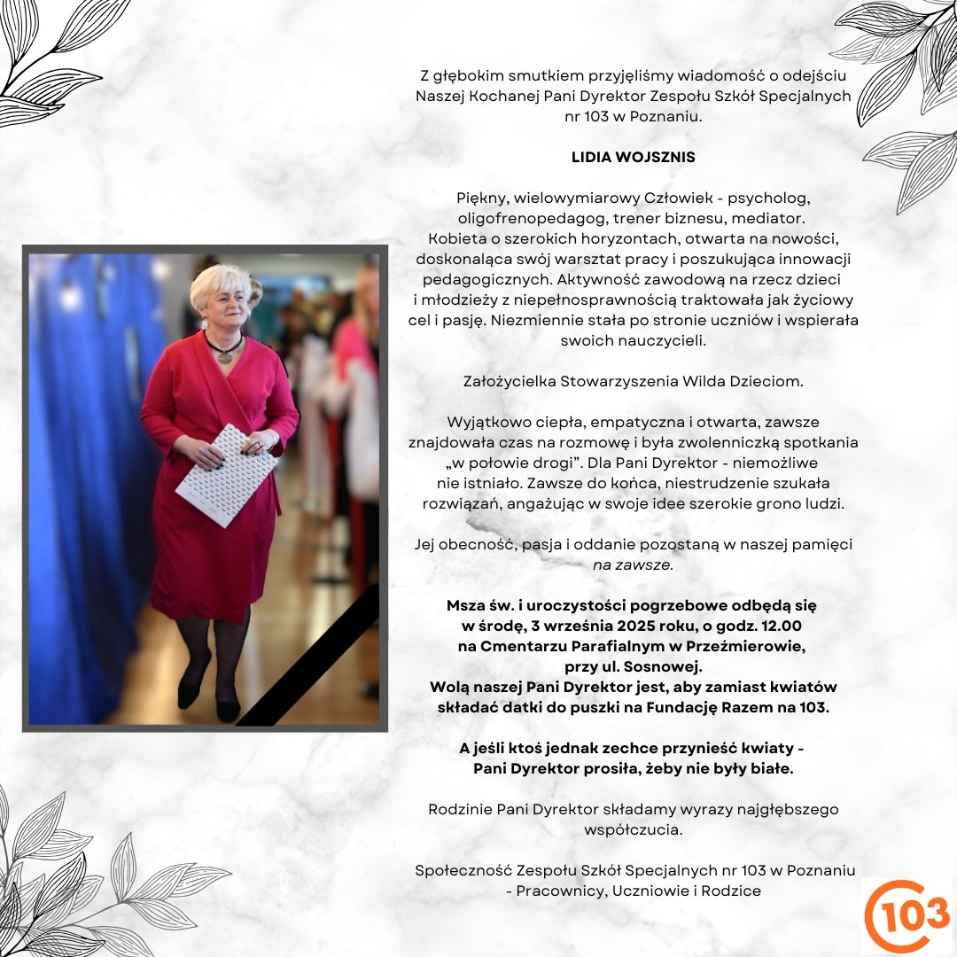 Nie żyje wieloletnia dyrektor poznańskiej szkoły. "Pełne serca podejście do rodziców, a przede wszystkim dzieci"