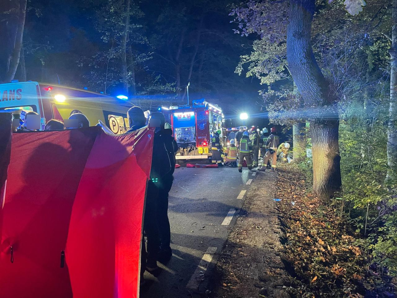 Poważny wypadek w regionie. Samochód rozbił się na drzewie. Pięć osób poszkodowanych