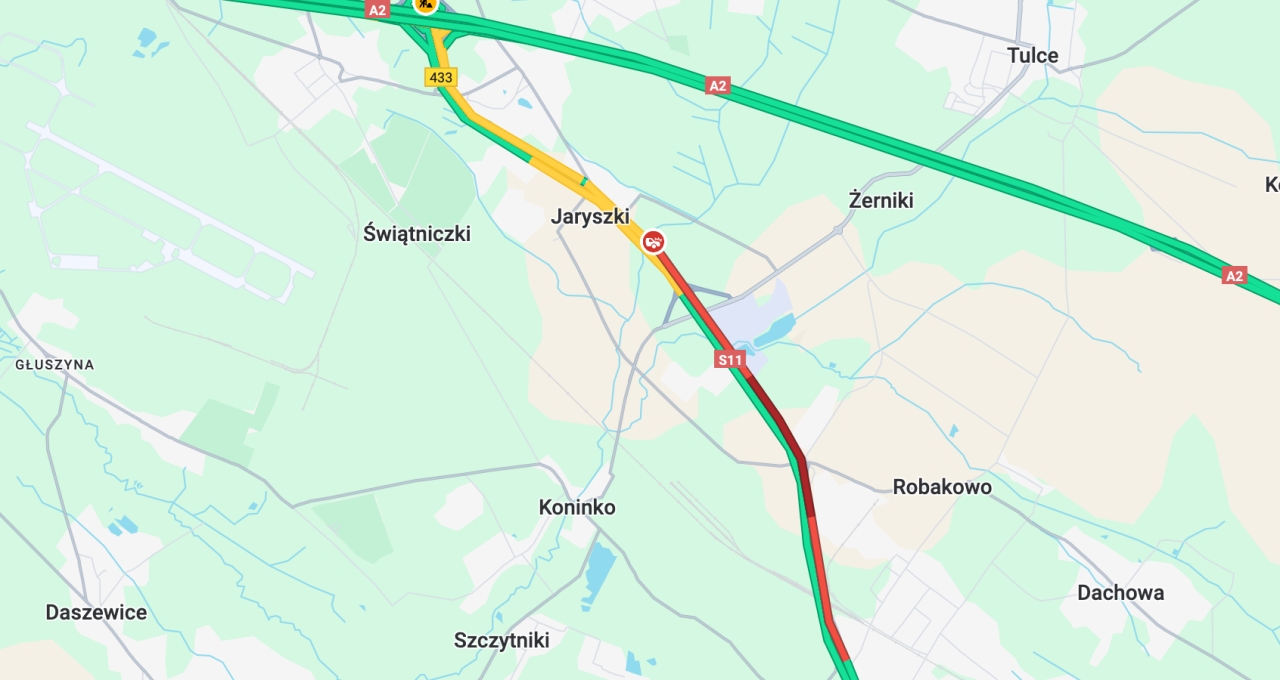 Korek na trasie S11 Kórnik - Poznań!