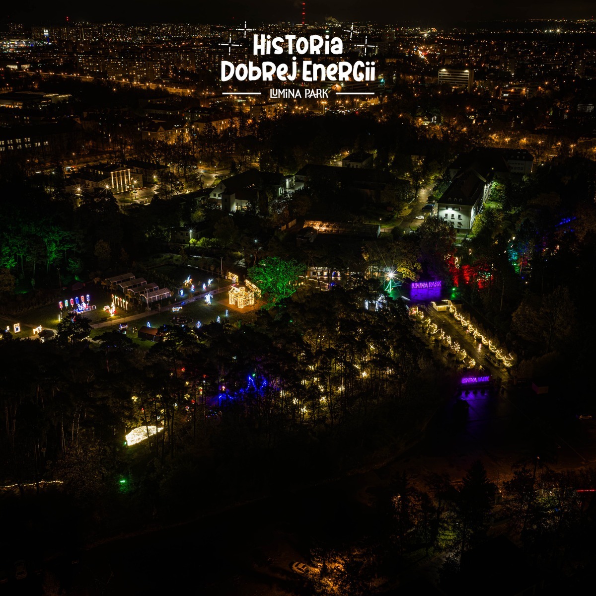 Poznański park iluminacji czynny dłużej. Tak wygląda z lotu ptaka