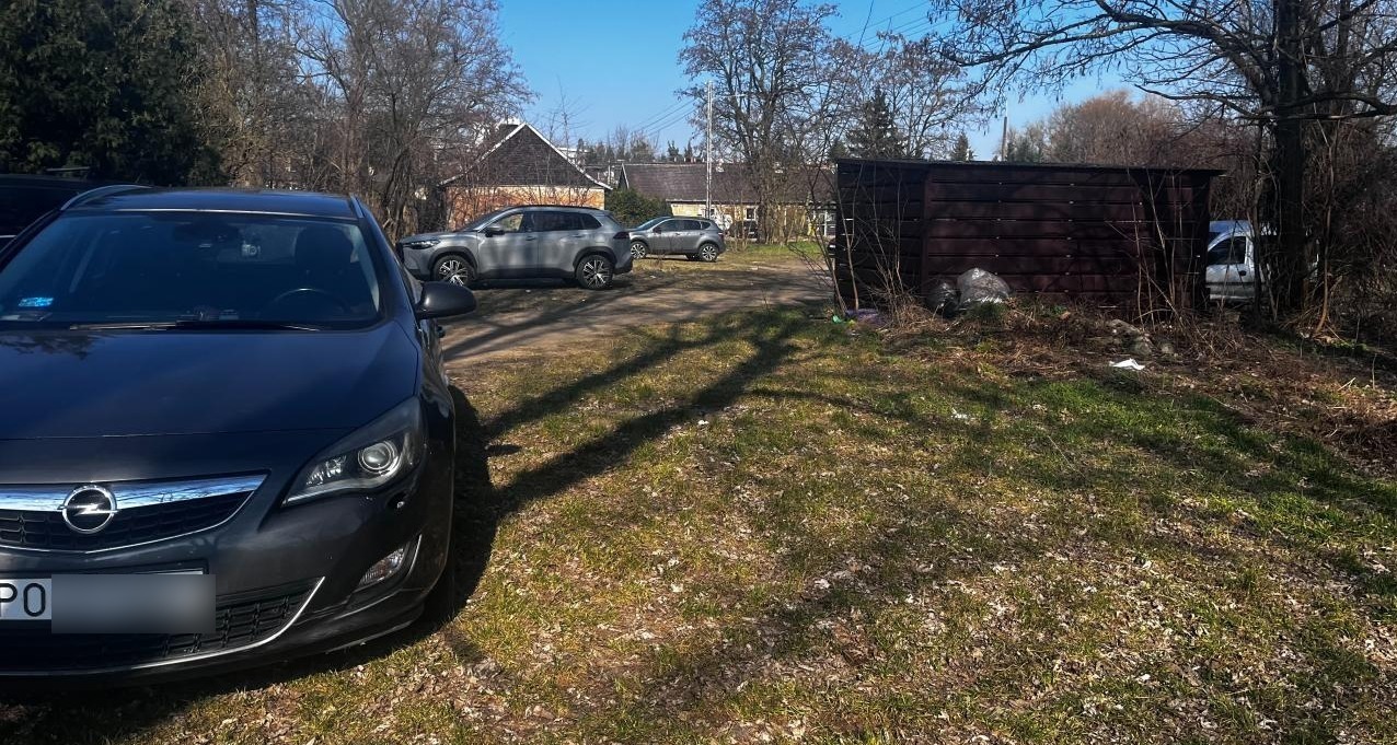 Auta niszczą trawniki przy targowisku? "Spacerując z psem zostałam prawie rozjechana"