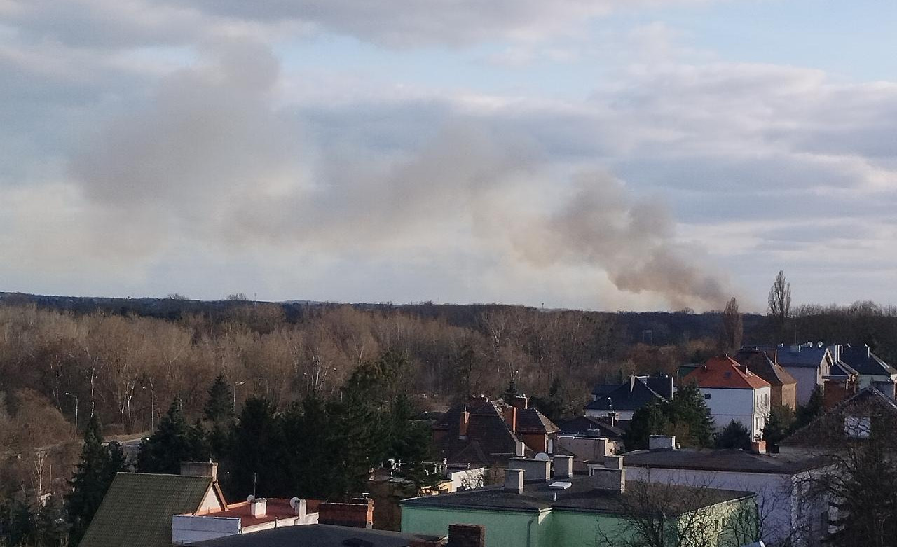 Kłęby ciemnego dymu nad Poznaniem