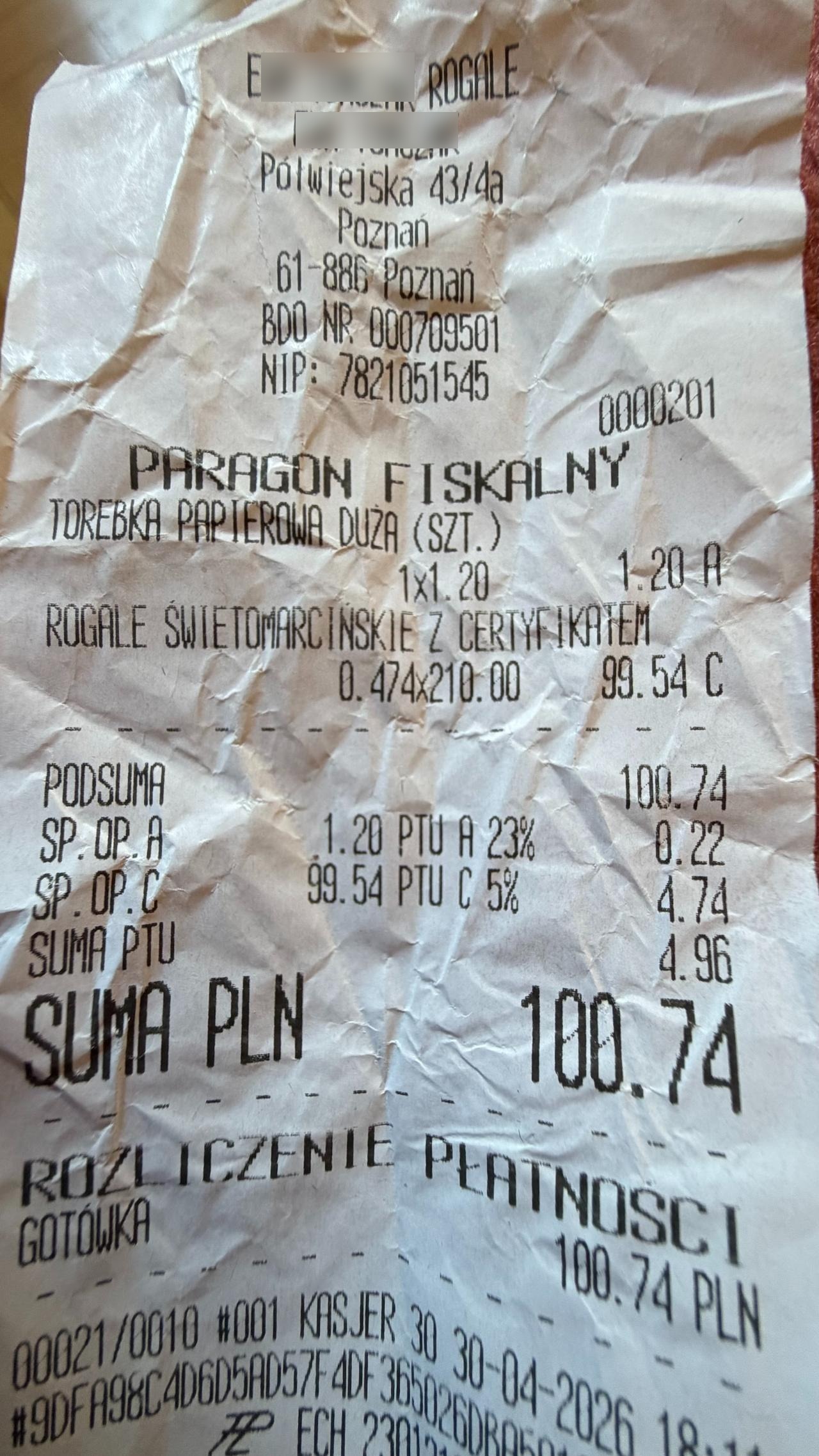 Gościł u siebie osobę z Gdańska, która wróciła z przechadzki po Poznaniu z paragonem grozy. Wydał sporo na rogale świętomarcińskie