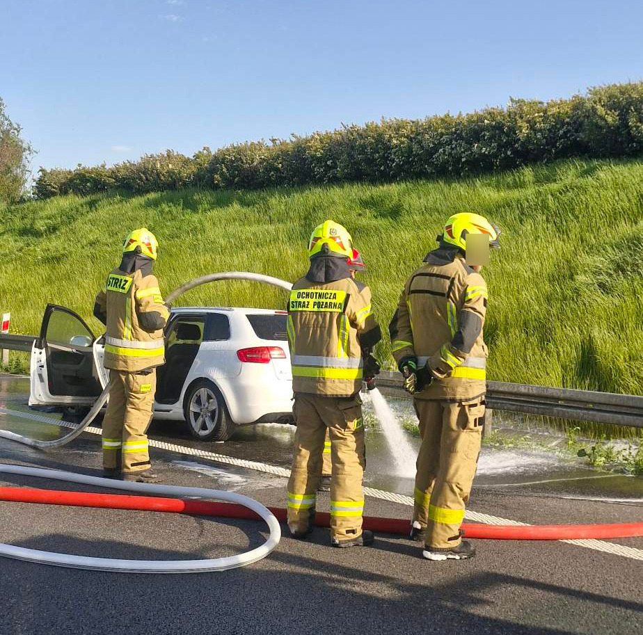 Pożar samochodu na poznańskim odcinku A2