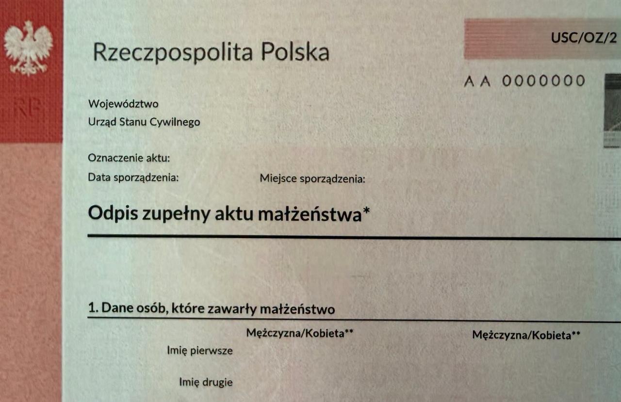 Jest pierwsza transkrypcja aktu małżeństwa osób tej samej płci w Poznaniu