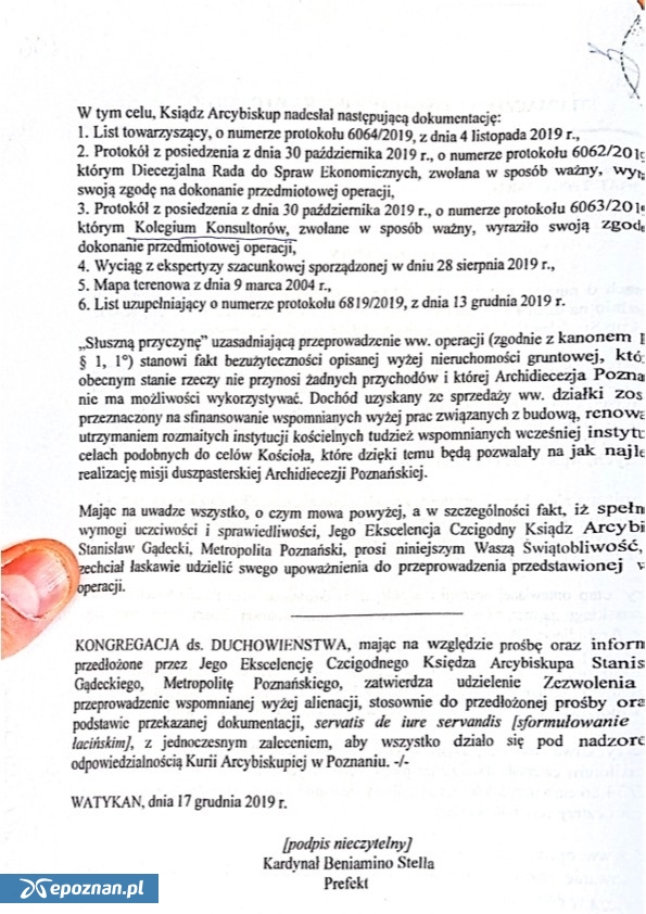 list poznańskiego arcybiskupa do papieża