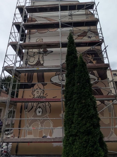 Odsłonili już czekoladowy mural na poznańskim osiedlu. Opowiada historię dawnej fabryki Goplana