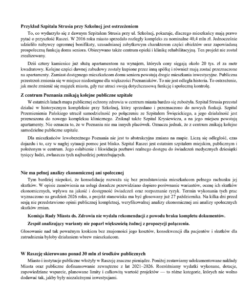 Treść listu od pracowników szpitala im. Raszei.