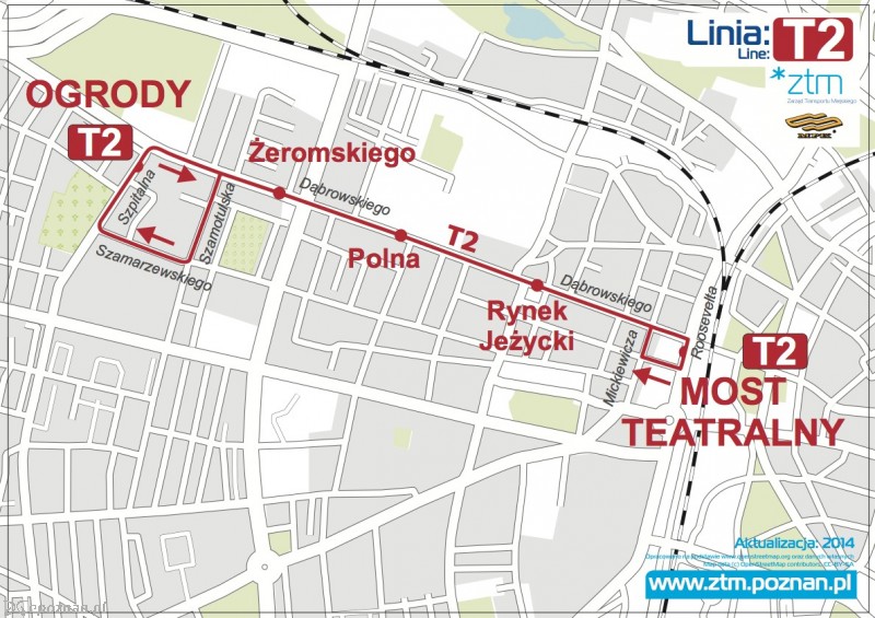 Linia T2 będzie kursować po ul. Dąbrowskiego | fot. ZTM