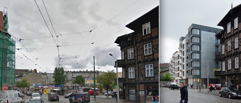 Plac z budkami i kamienicą | fot. Google Street View/ CDF Architekci