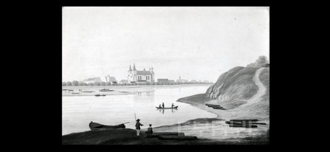 Widok na Ostrów Tumski 1798 | fot. gwasz Karola Albertiego / CYRYL