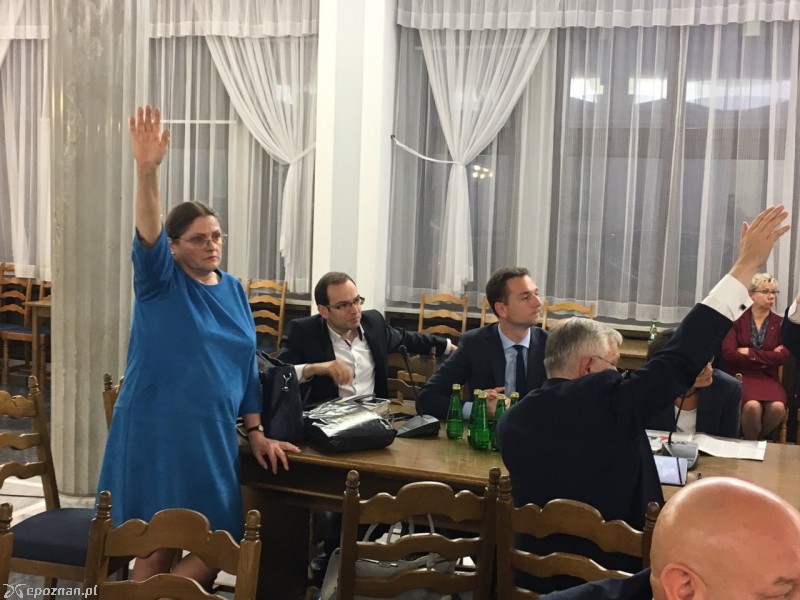 Krystyna Pawłowicz w trakcie głosowania o odrzucenie projektu | fot. Krzysztof Truskolaski/twitter