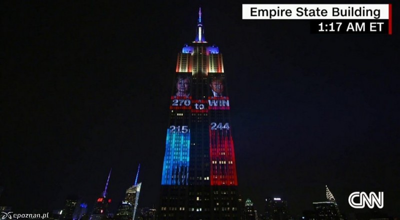 Wyniki pokazywane na żywo na Empire State Building | fot. CNN