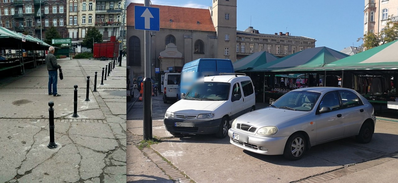 Rynek ze słupkami i bez słupków - już z zaparkowanymi autami | fot. Sery Grądzkie  / Maciej Wudarski Facebook
