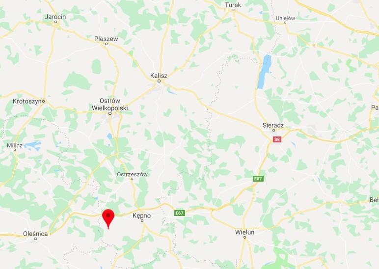 Perzyn zlokalizowany jest na południowym skraju Wielkopolski. | fot. Google Maps