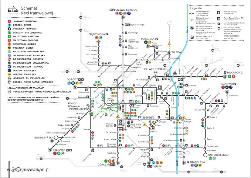 Schemat sieci tramwajowej w dniach 3-4 i 10-11 października | fot. ZTM