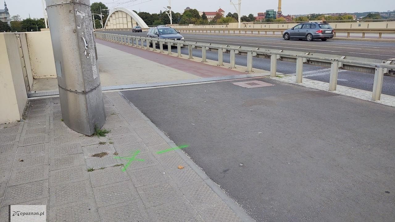Zaznaczone miejsca pod liczniki rowerzystów | fot. Rowerowy Poznań