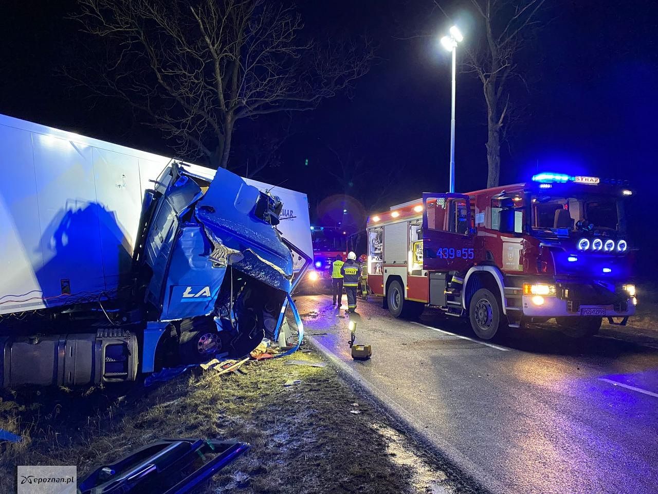 Wypadek w Koszkowie. | fot. kpt. Wybierała W/ KPPSP Gostyń