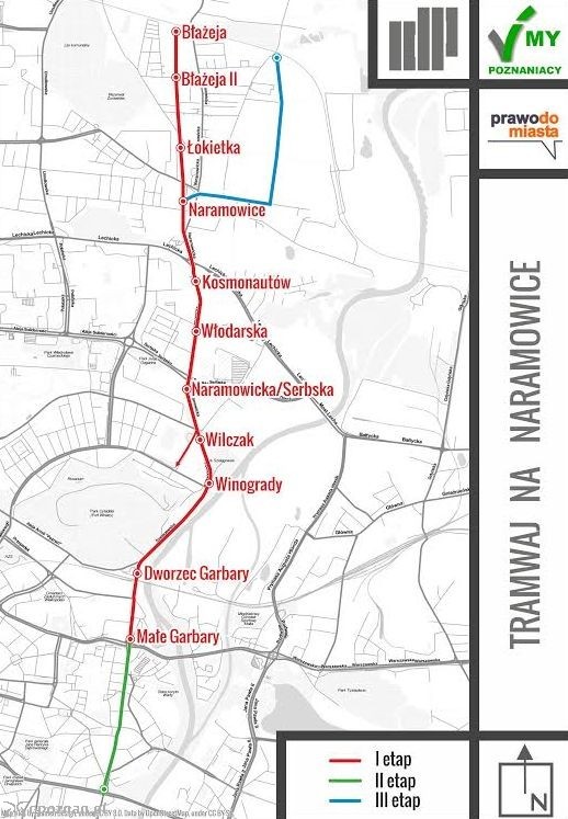 Proponowana trasa tramwajowa na Naramowice | fot. Stowarzyszenia