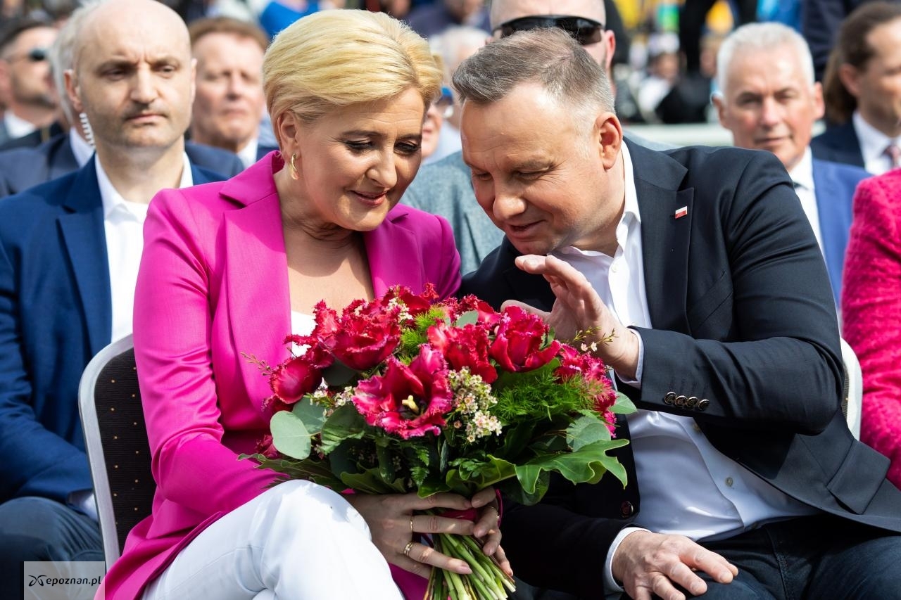 Andrzej Duda z żoną na targach tulipanów w Chrzypsku Wielkim | fot. Marek Zakrzewski/PAP